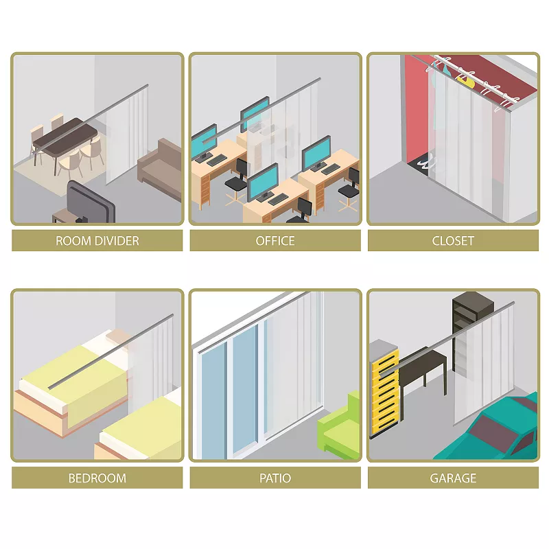 Rod Desyne Winter 5-Panel Single Rail Panel Track Room Extendable Divider