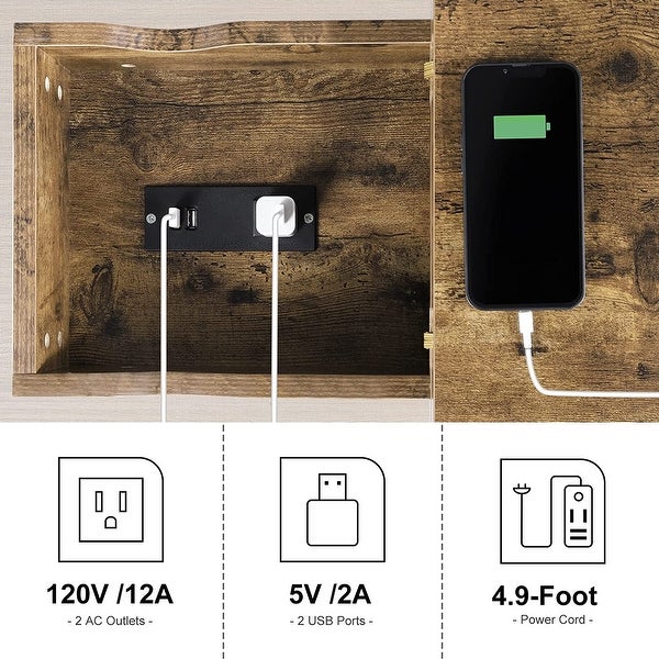 End Table with USB Ports and Outlets