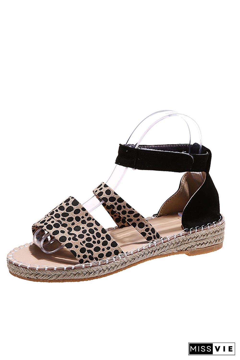 Leopard Print Strappy Flat Sandals Wholesale