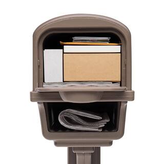 Architectural Mailboxes Gentry Mocha Medium Plastic All-in-One Mailbox and Post Combo GGC1M00AM