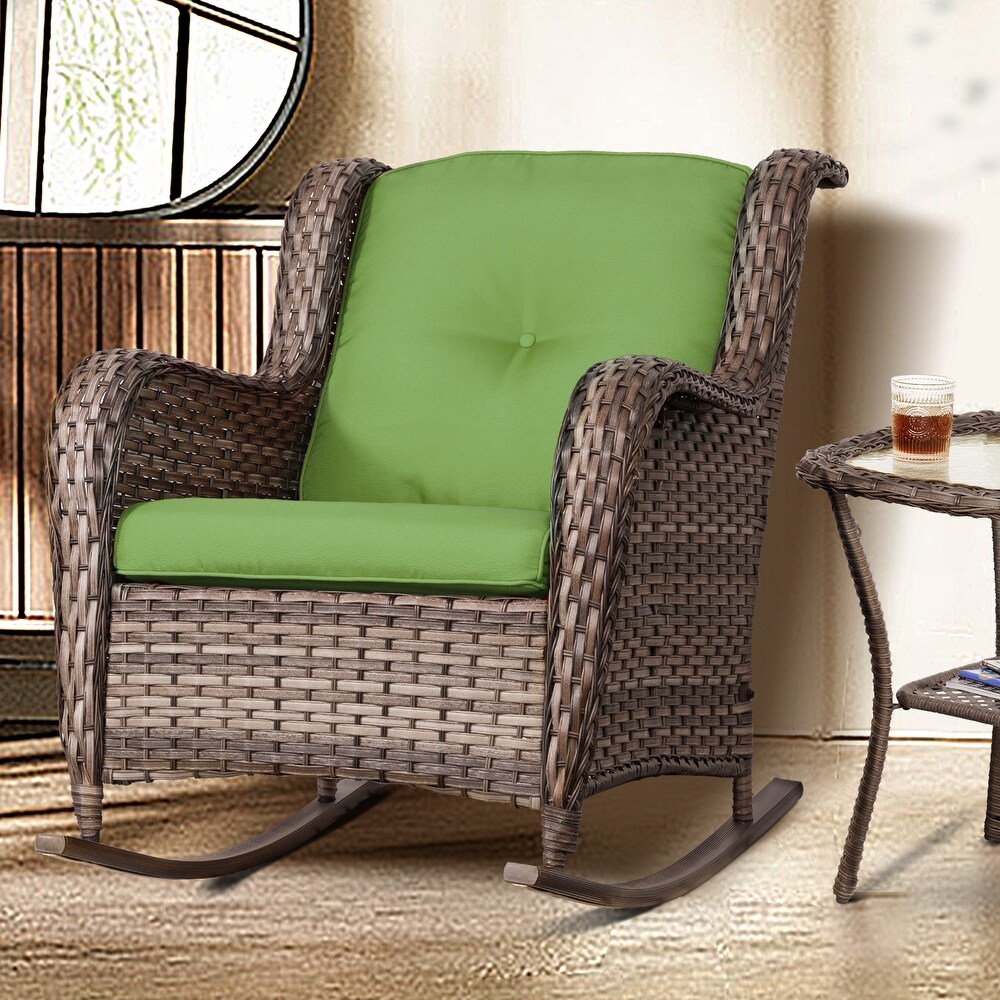 Cozywor Outdoor Wicker Rattan Swivel Rocking Chair