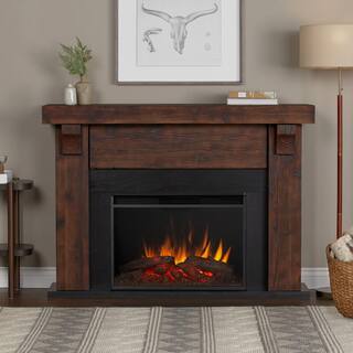 Real Flame Gunnison Grand 64 in. Freestanding Wooden Electric Fireplace in Chestnut Barnwood 8700E-CHBW