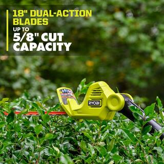 RYOBI ONE+ 18V 18 in. Cordless Battery Pole Hedge Trimmer with 2.0 Ah Battery and Charger P26100