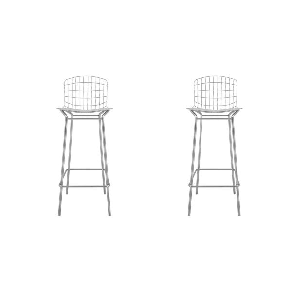 Madeline Barstool， Set of 2 in Silver and White