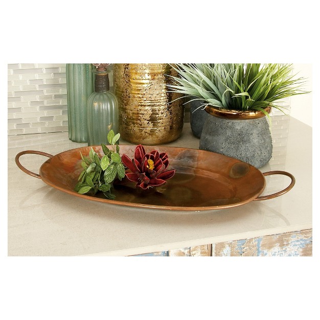 New Traditional Rustic Round Metal Tray Set Copper 3pk Olivia amp May