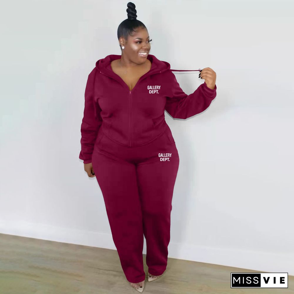 Plus Size 5XL Zipper Hoody Coat 2 Piece Pant Sets