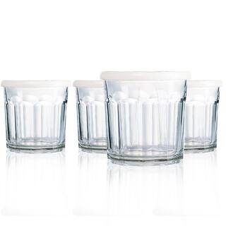 Luminarc Working 14 oz. Glass Storage Jar and Cooler with White Lid (Set of 4) N7593