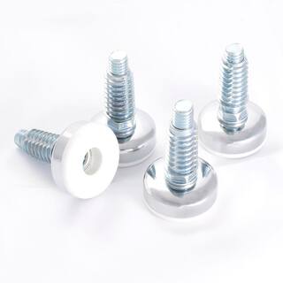 POWERTEC 38 in.-16 Furniture Levelers with Threaded Inserts White (4-Pack) 71189