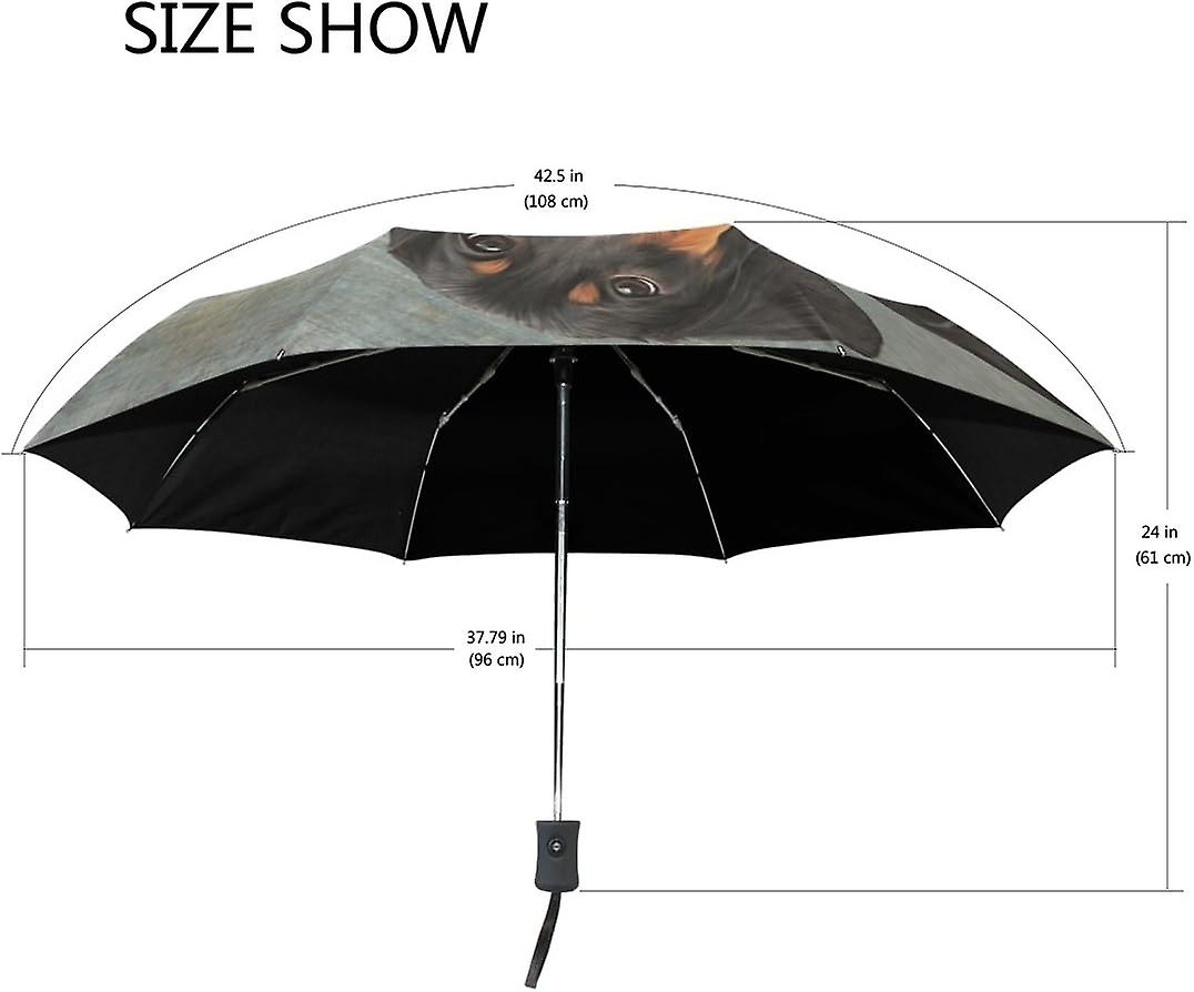 Top Carpenter Funny Dog Breed Dachshund Anti Uv Windproof Travel Umbrella Parasol With Auto Open/close Button