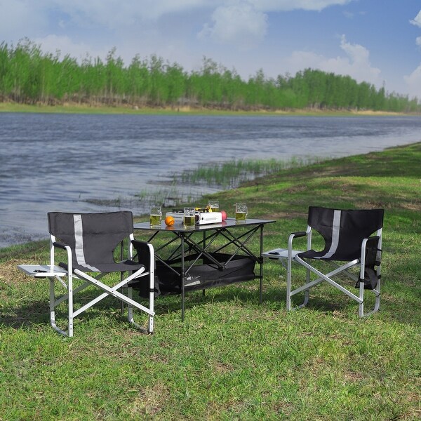 Set of 3，Folding Outdoor Table and Chairs Set for Indoor，Outdoor Camping，Picnics，Beach，Backyard，BBQ，Party，Patio