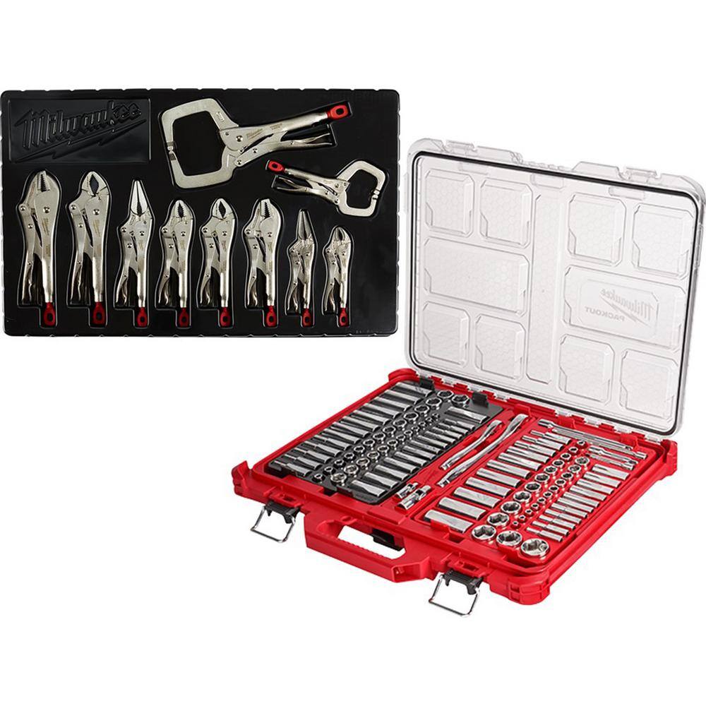 MW 38 in. and 14 in. Drive SAEMetric Ratchet and Socket Mechanics Tool Set with PACKOUT Case and Pliers Set (116-Piece) 48-22-9486-48-22-3690