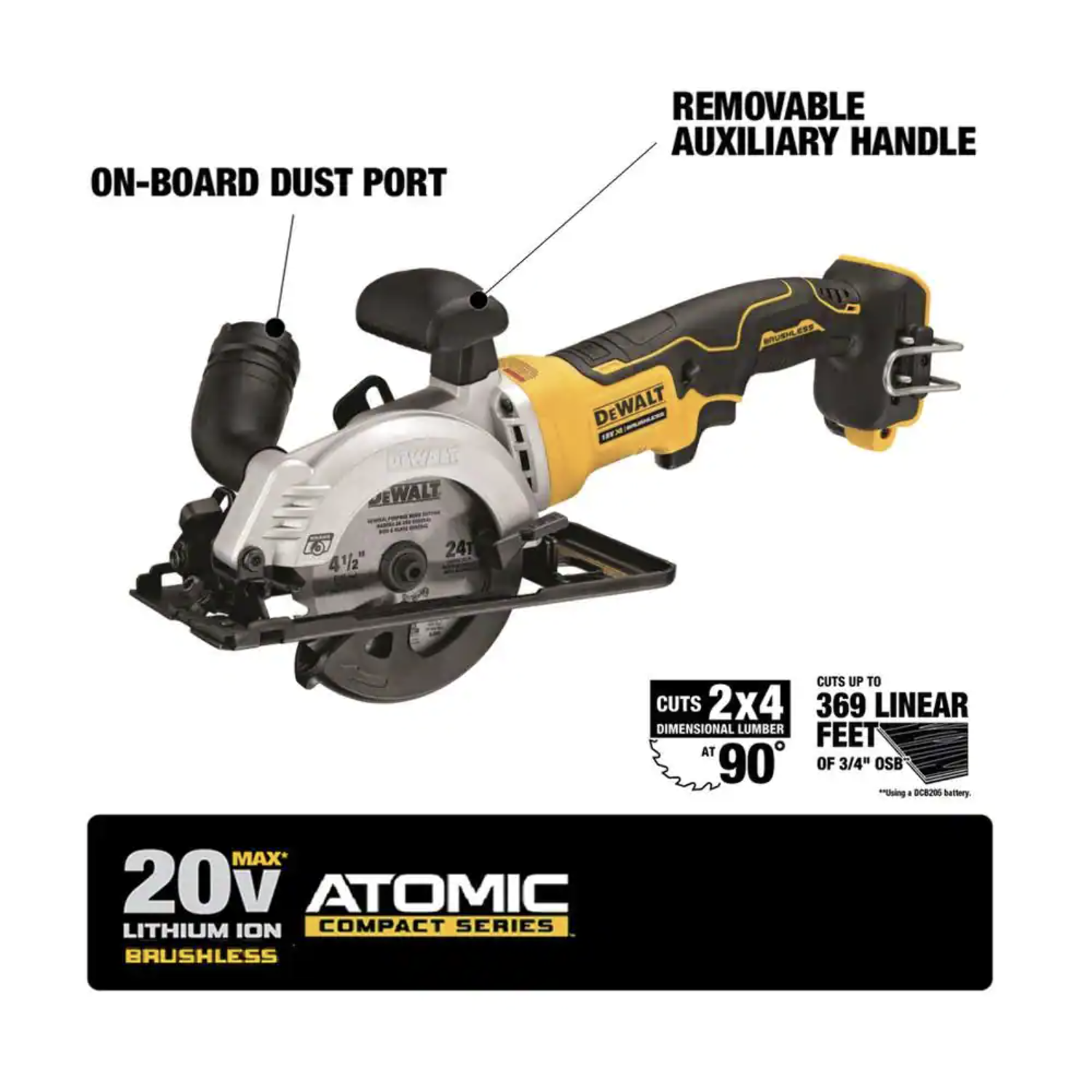 Dewalt ATOMIC 20-Volt MAX Cordless Brushless 4-1/2 in. Circular Saw (Tool-Only) DCS571B