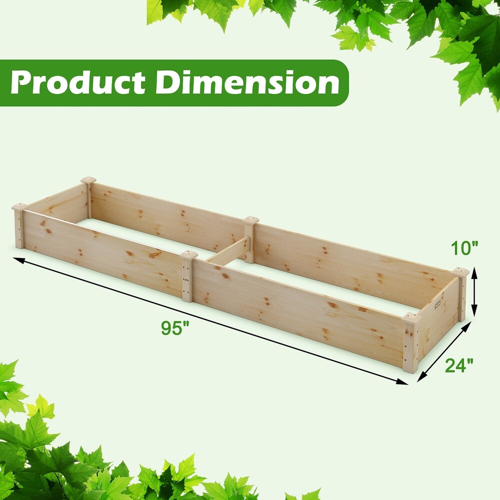 Costway Wooden Raised Garden Bed Outdoor Wood Planter Box for   95'' x 24'' x 10'' (L x W x H)