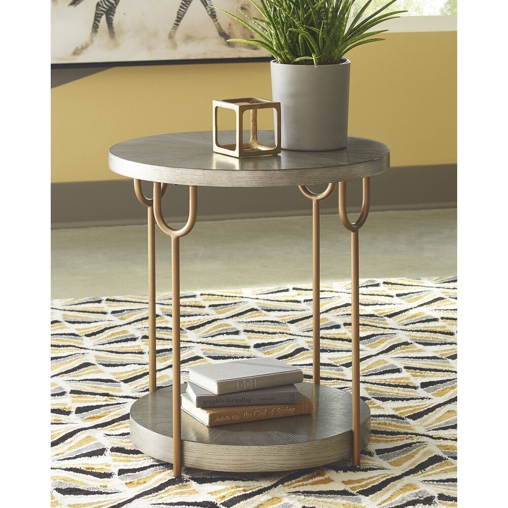 Signature Design by Ashley Ranoka Metallic Round Accent Table