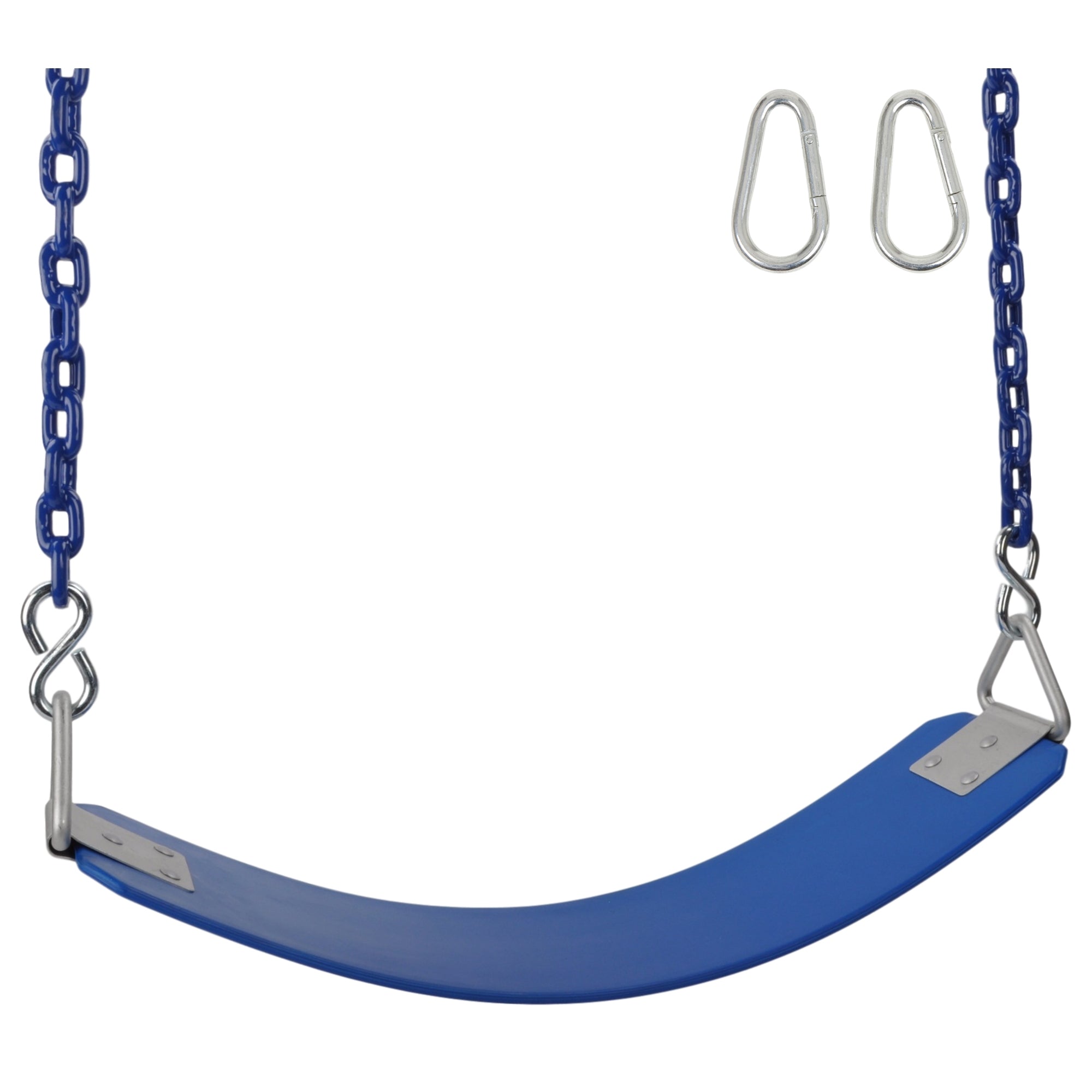 Commercial Rubber Belt Seat with 8.5 Ft. Coated Chain (Blue)