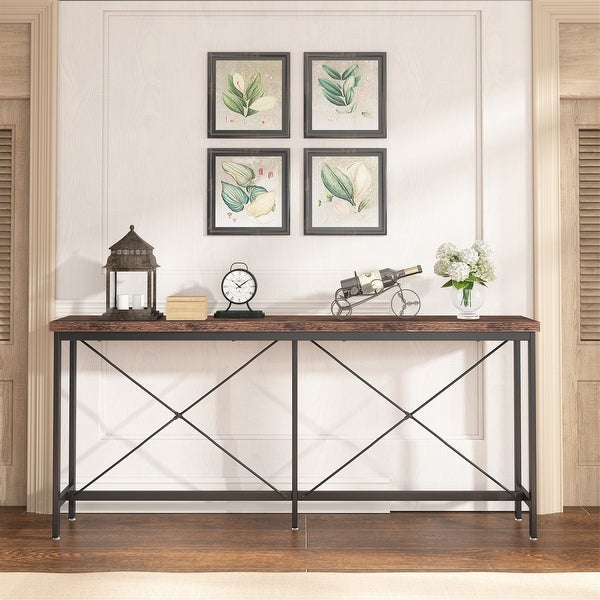 71Inches Extra Long Sofa Console Table， Industrial Narrow Entryway Table