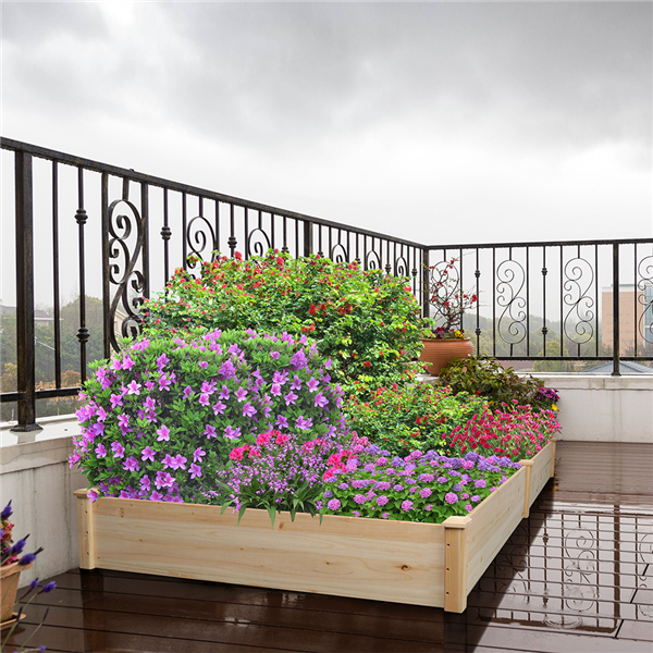 SmileMart Cedar Garden Bed Planter Box Raised Elevated Bed ,Outdoor