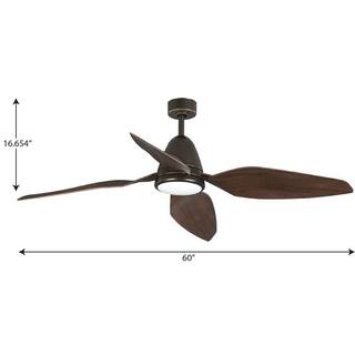 Progress Lighting Holland 60 in. Integrated LED Oil Rubbed Bronze Ceiling Fan with Light P250032-108-30