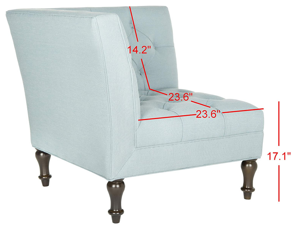 Corner Accent Chair  Turned Legs With Button Tufted Seat and Back  Sky Blue   Traditional   Armchairs And Accent Chairs   by Declusia  Houzz