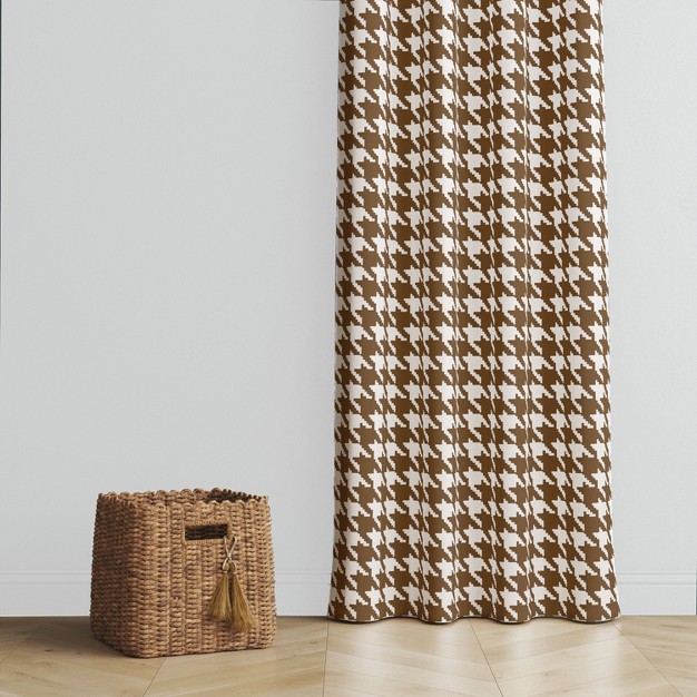 Bacati Houndstooth Chocolate Cotton Printed Single Window Curtain Panel