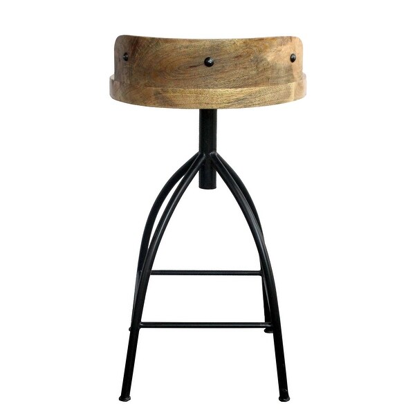 25-31 Inch Industrial Style Counter Height Stool with Adjustable Swivel Seat， Brown， Black