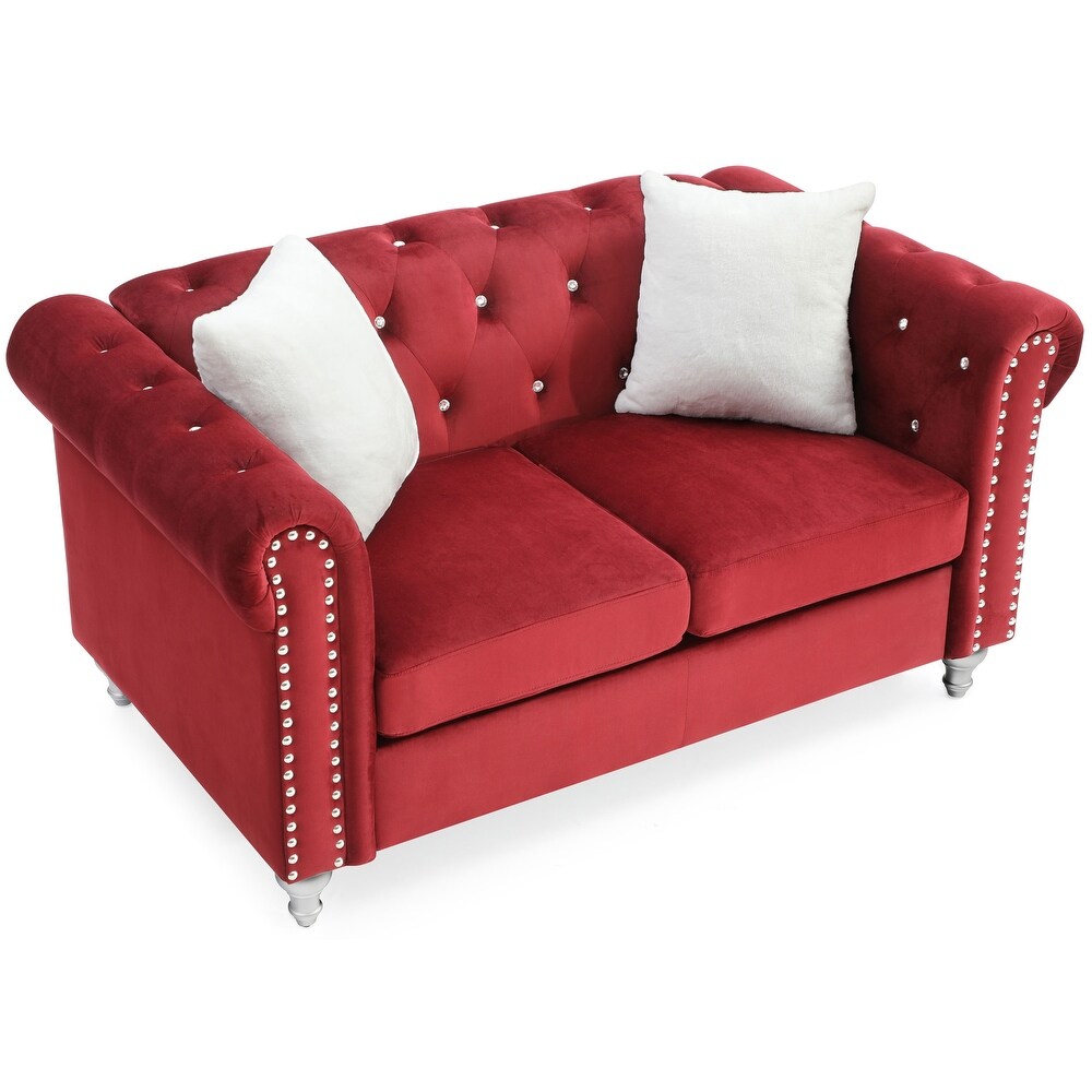Raisa Microsuede Velvet Tufted Loveseat