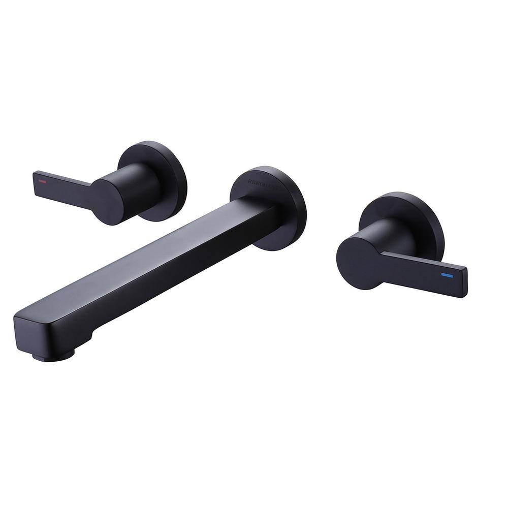 Nestfair Double Handle Wall Mounted Bathroom Faucet in Matte Black KPF60012B