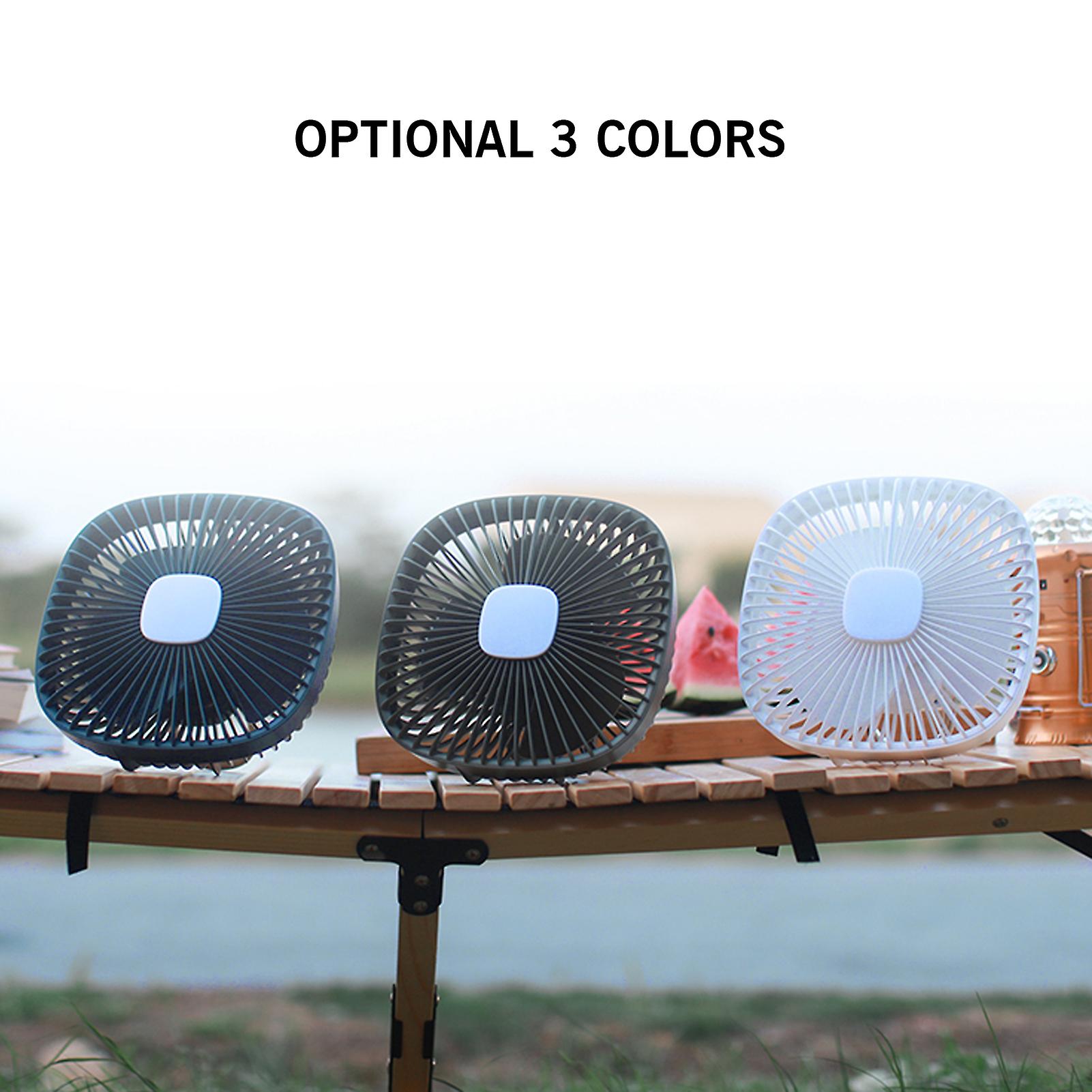 White Portable Desk Fan Camping Fan 360 Degree Adjustable Hook 3 Levels Led Light 4 Speeds Wind 4000mah Usb Rechargeable Personal Table Fan Tent Fan F