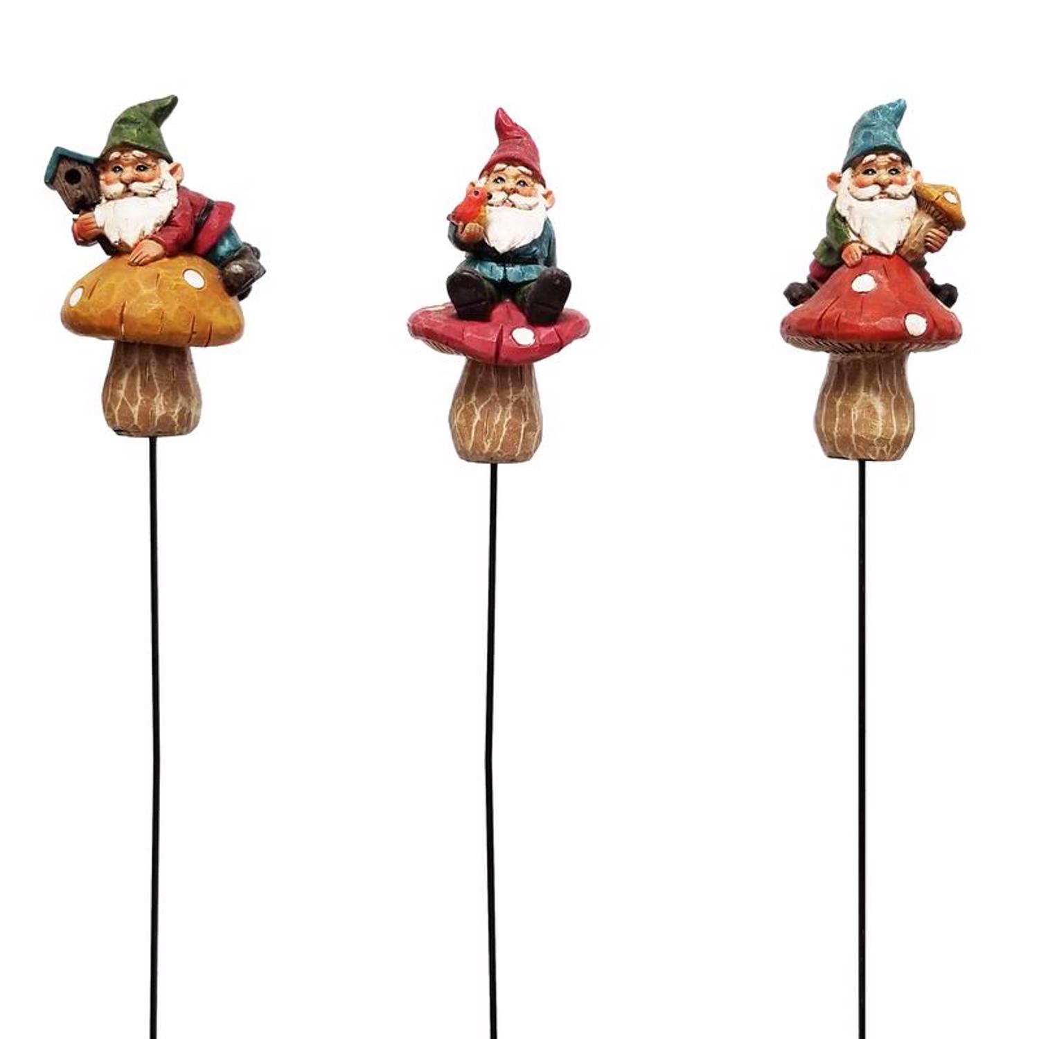 Alpine Assorted Polyresin 4 in. H Gnome Mushroom Outdoor Garden Stake