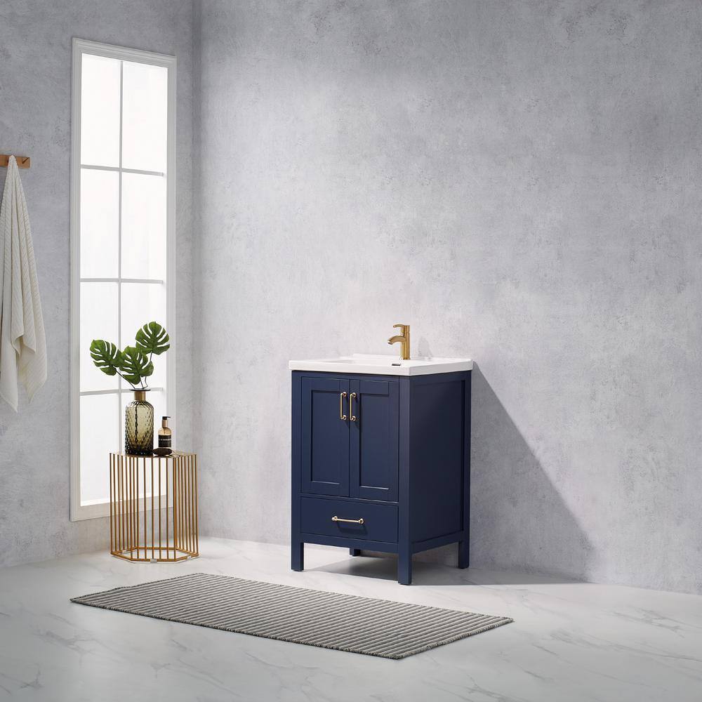 ROSWELL Gela 23.6 in. W x 19.7 in. D x 34.4 in. H Bath Vanity in Royal Blue with Ceramic Vanity Top in White with White Basin 823024-RB-WH-NM