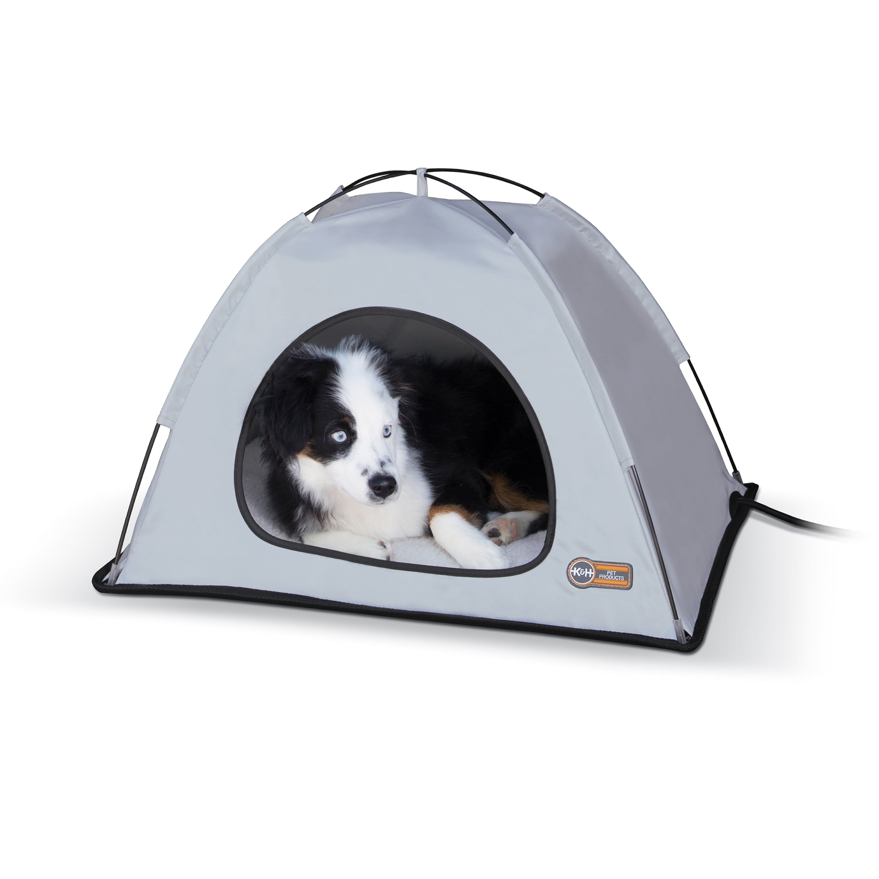 KandH Pet Products Thermo Tent Outdoor Heated Pet Shelter Gray Medium 19 X 24 X 16 Inches