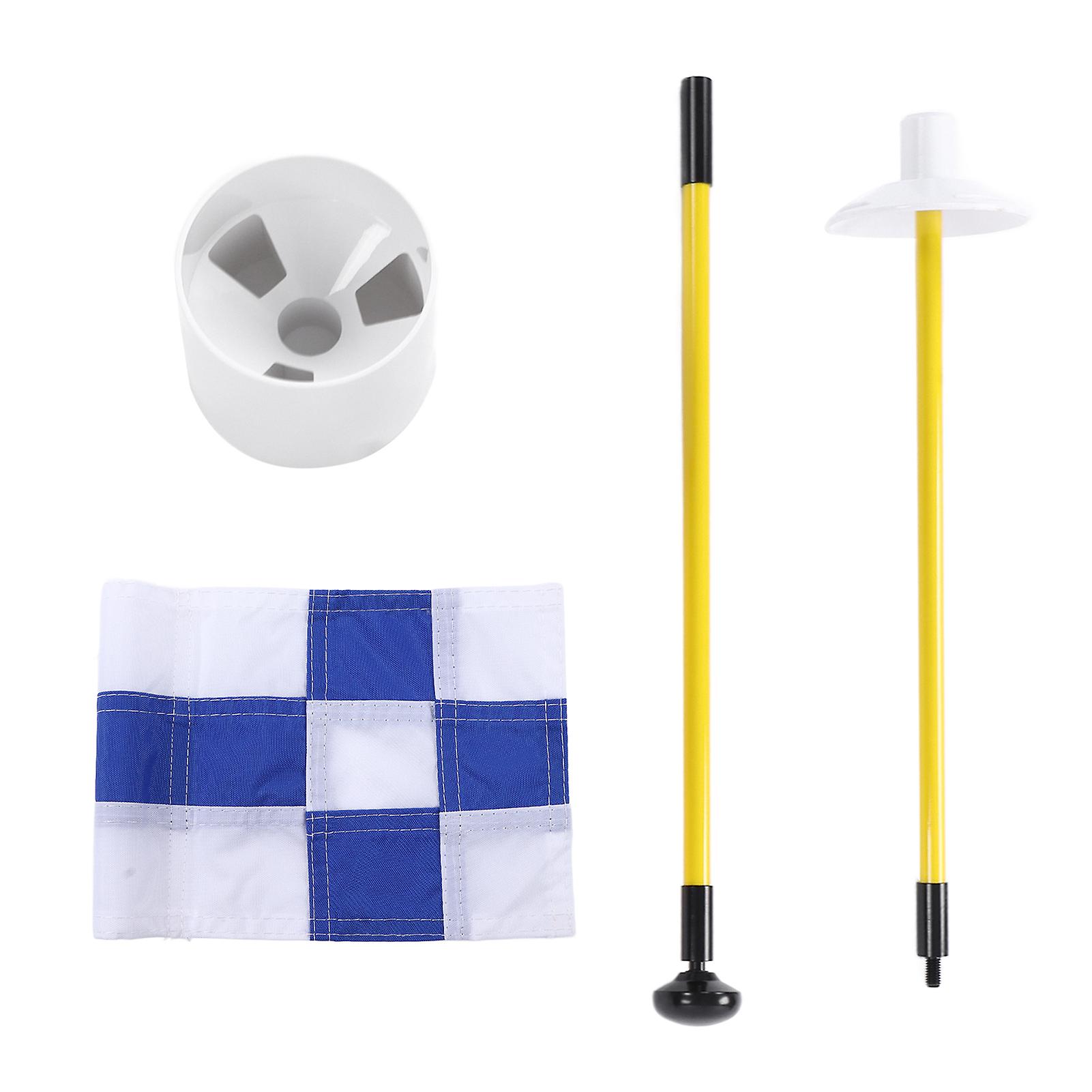 Golf Flagpole Portable 3 Feet Golf Flag Pole Flag Hole Cup Set 2 Section Design For Indoors Outdoorsblue And White Grid