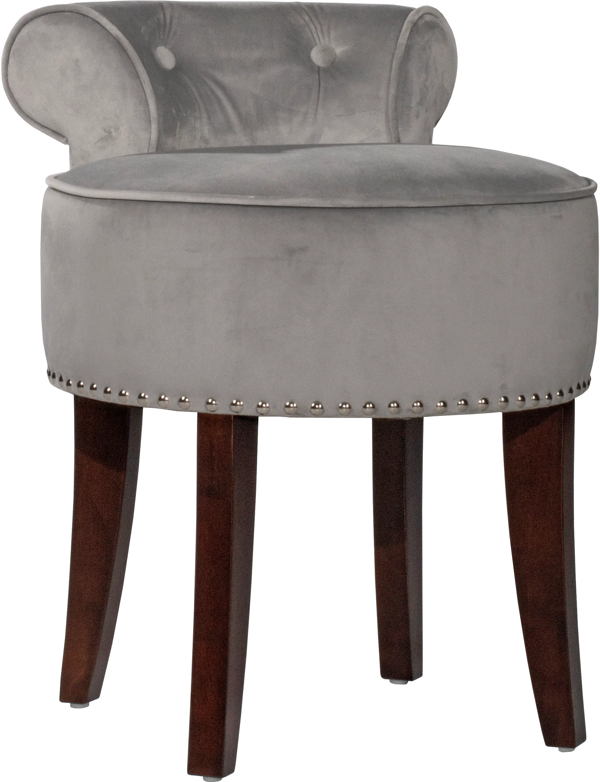 Leno Gray and Dark Espresso Vanity Stool