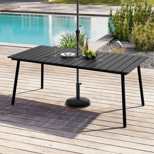 Outdoor Dining Furniture Rectangular Dining Table for 8 or 6 with Umbrella Hole