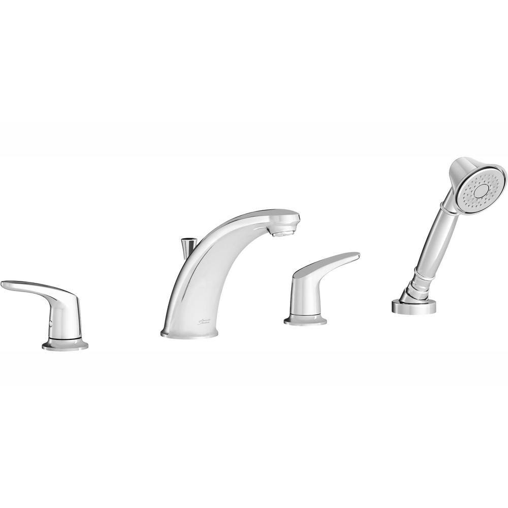 American Standard Colony PRO 2-Handle Deck-Mount Roman Tub Faucet for Flash Rough-in Valves with Hand Shower in Polished Chrome T075921.002