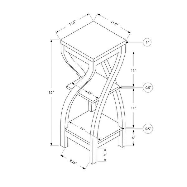Accent Table， Side， End， Plant Stand， Square， Living Room， Bedroom， Laminate， Transitional - 11.5