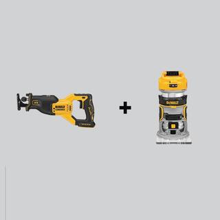 DW 20V MAX XR Cordless Brushless Reciprocating Saw and 20V MAX XR Cordless Brushless Compact Router (Tools-Only) DCS382BWDCW600B