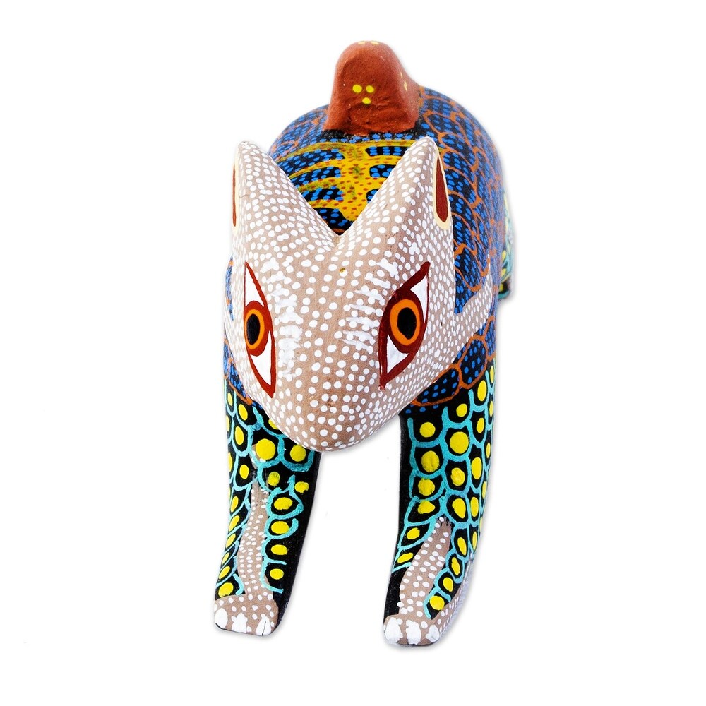 Novica Handmade Blue Hare Wood Alebrije Figurine