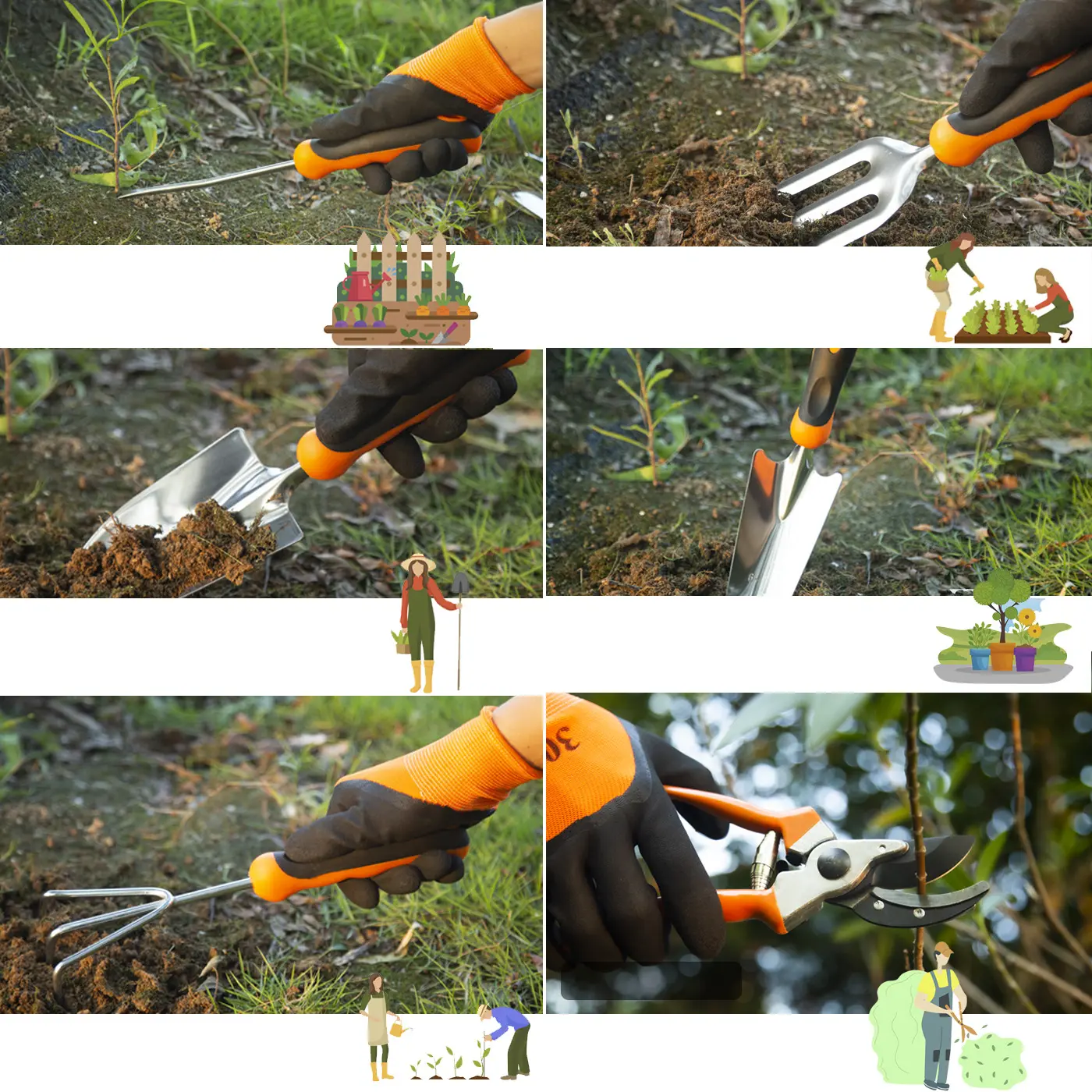 10 piece Stainless Steel Hand Tool Gardening Handbags Digging Claw Gardening Tools Trowel Weed Pruner Garden Tools Set