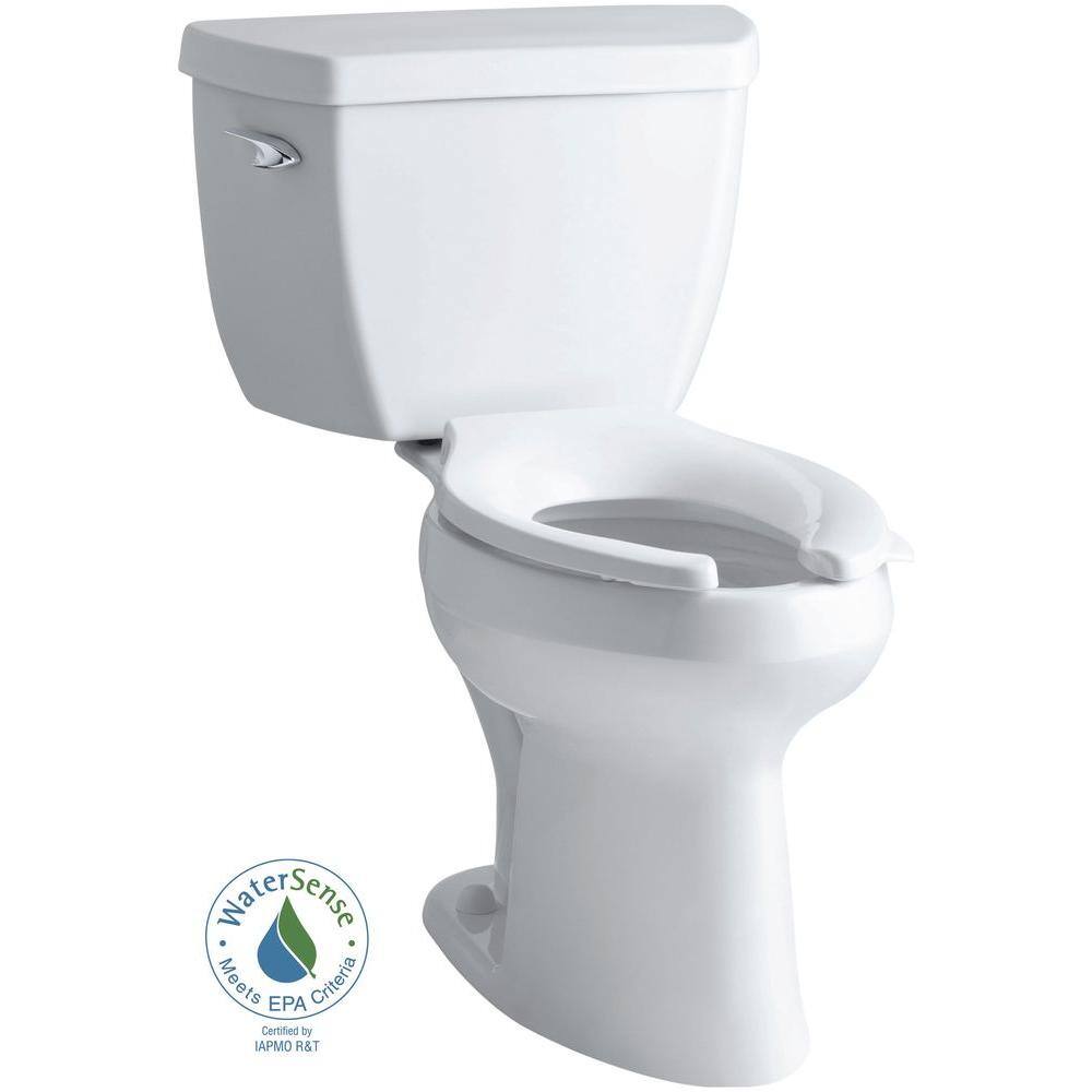 KOHLER Highline Classic Comfort Height 2-piece 1.0 GPF Single Flush Elongated Toilet in White Seat Not Included K-3519-0