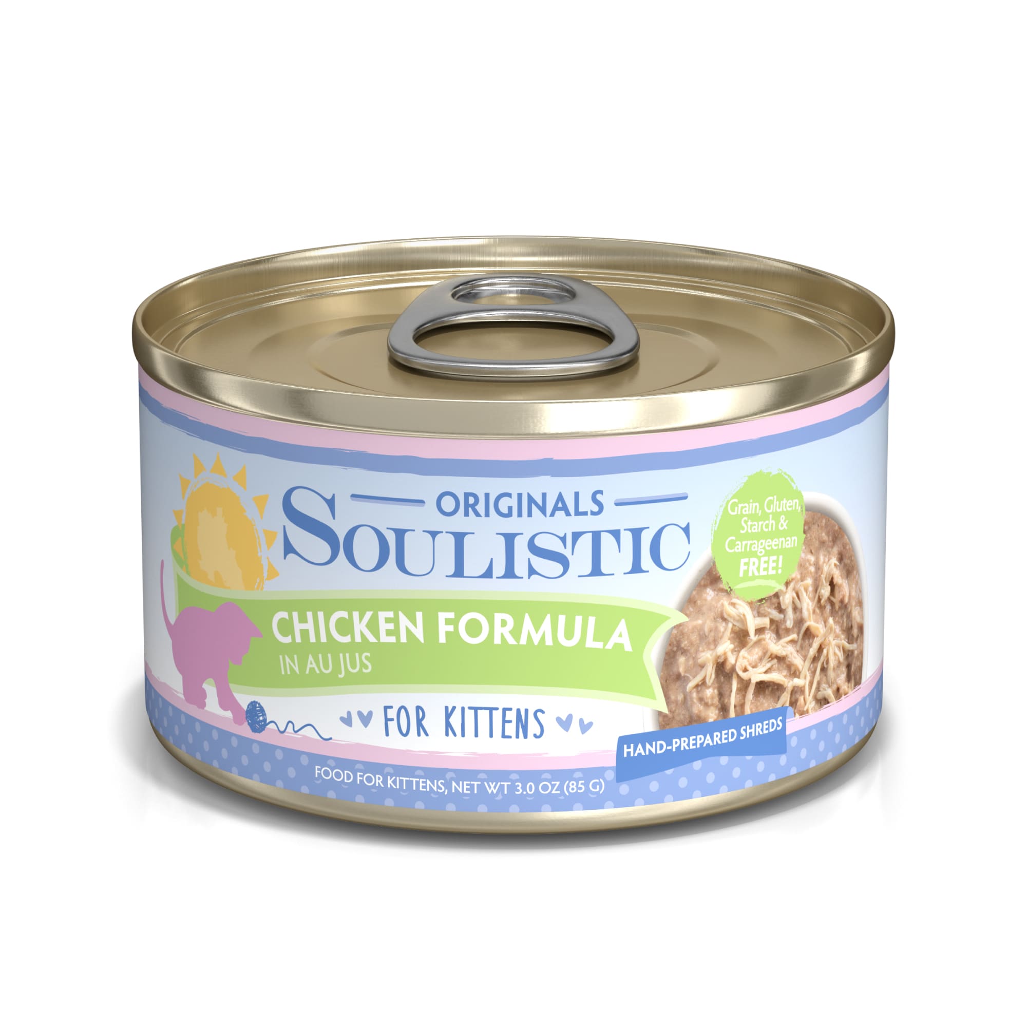 Soulistic Originals Kitten Chicken Formula in Au Jus Wet Cat Food， 3 oz.， Case of 12