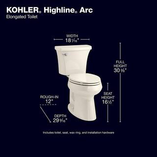 KOHLER Highline Arc The Complete Solution 2-Piece 1.28 GPF Single Flush Elongated Toilet in Biscuit (Slow-Close Seat Included) K-78279-96