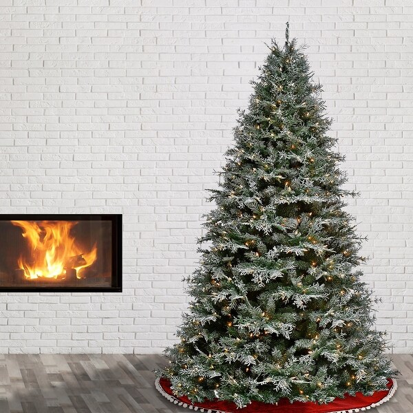 National Tree Company 7.5 ft. Snowy Stonington Fir Tree with Dual Color LED Lights