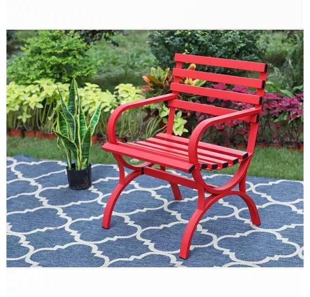 Outdoor Steel Single Seat Garden Arm Chair Red Captiva Designs