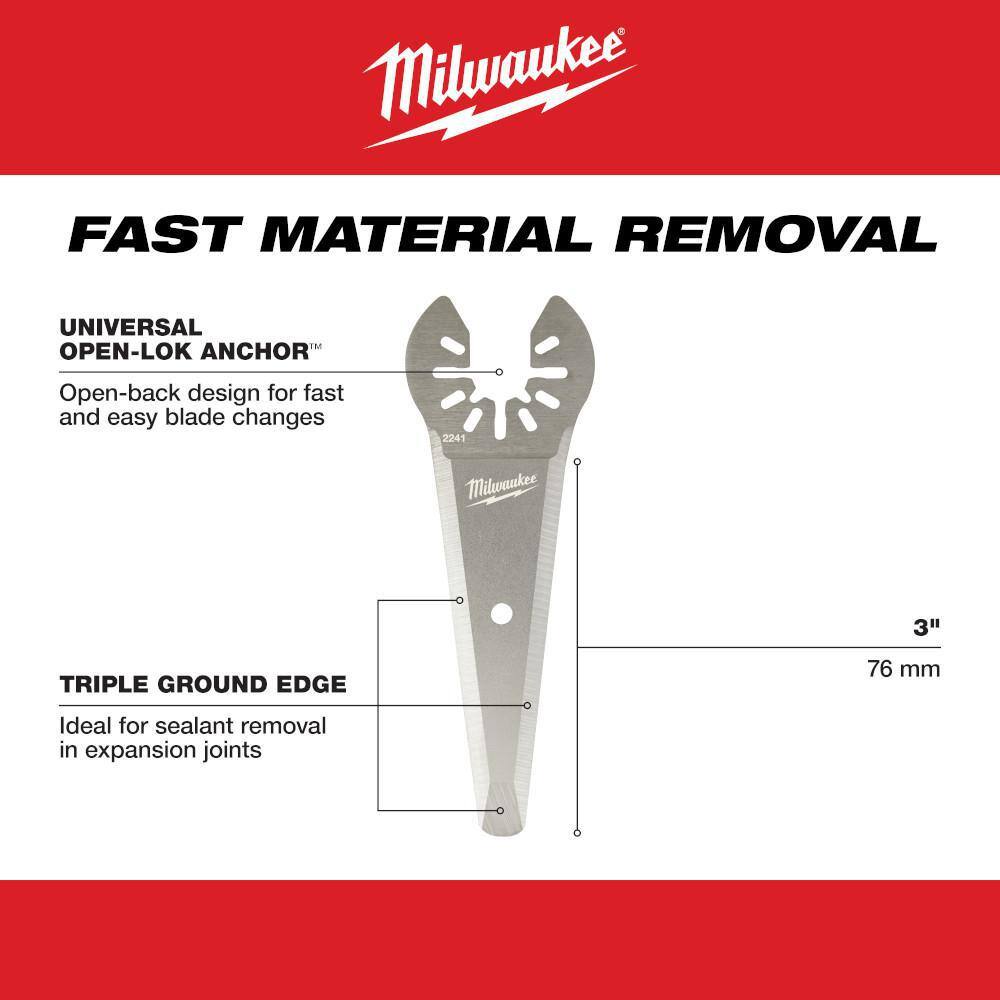 MW 3 in. Stainless Steel Tapered Sealant Cutting Multi-Tool Oscillating Blade (5-Piece) 49-25-2241