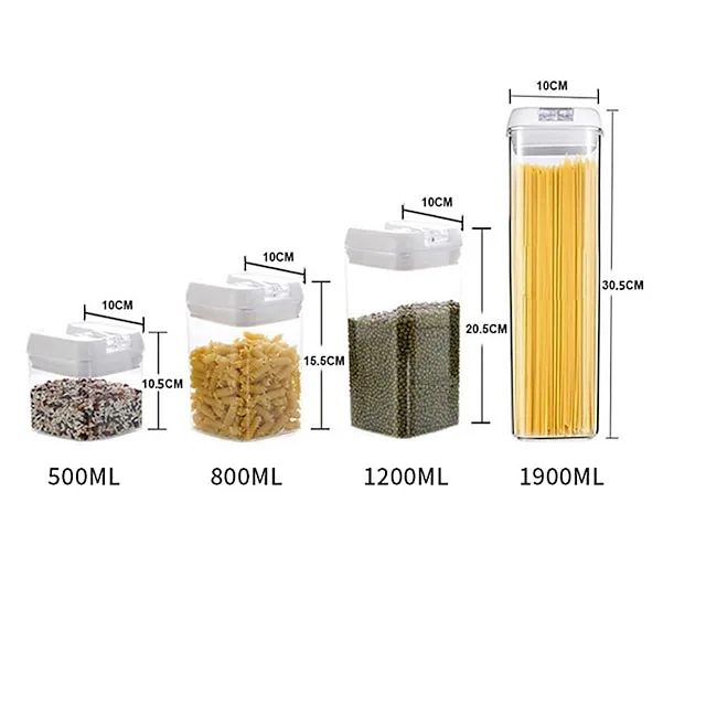 Kitchen Plastic Storage Tank Sealed Five-piece Fresh-keeping Box Food-grade Transparent Storage Tank Easy-to-buckle Can