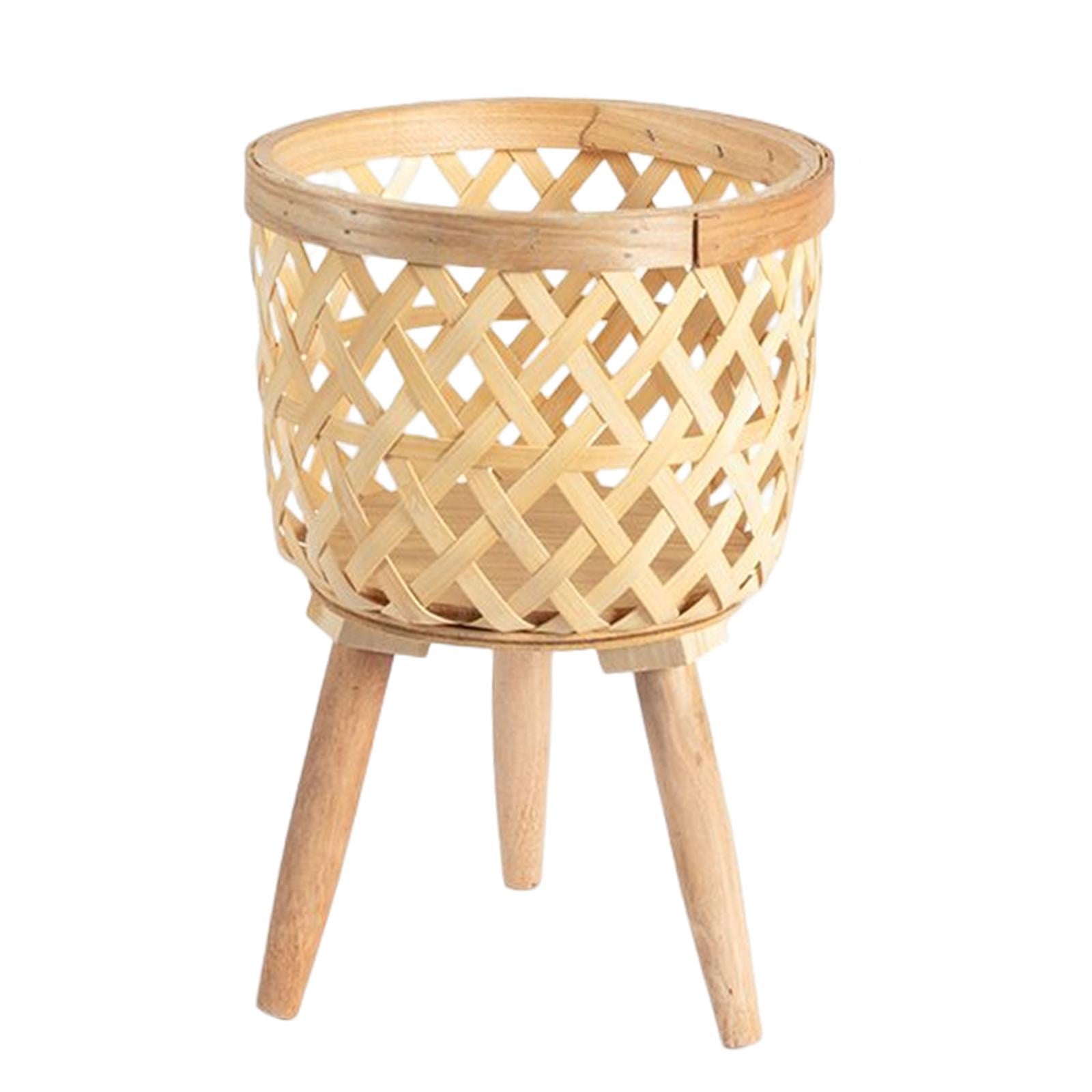 Hand Woven Flower Pot, Rattan Pot Tripod Stand Detachable Wooden Flower Baskets for Balcony Planters Laundry Lawn Yard indoor and outdoor