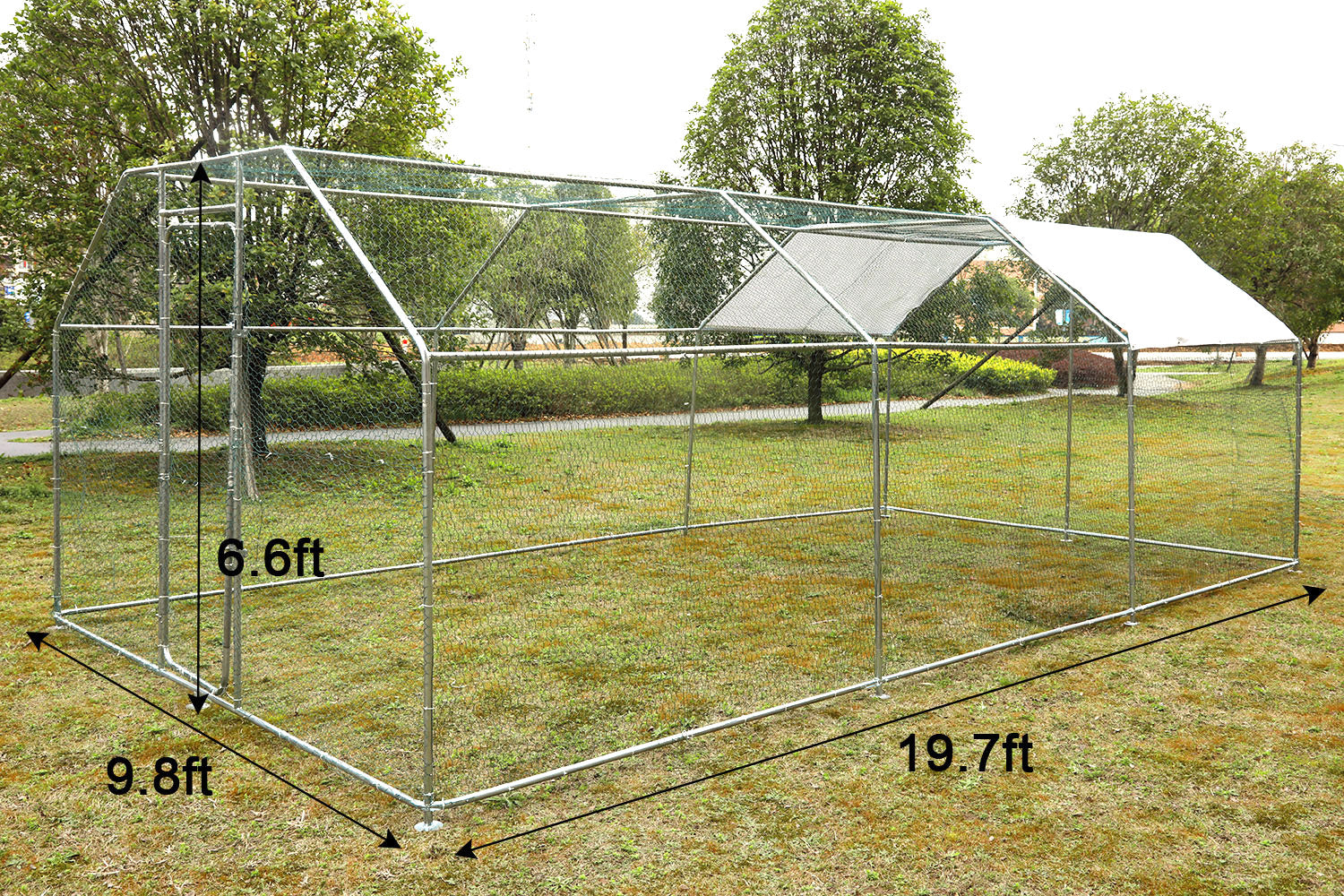 Walsport 20x10ft Outdoor Large Metal Chicken Coop Cage Poultry Bunny Rabbit Cage with Waterproof Cover ，Chicken Pens Crate Walk-in Run Backyard