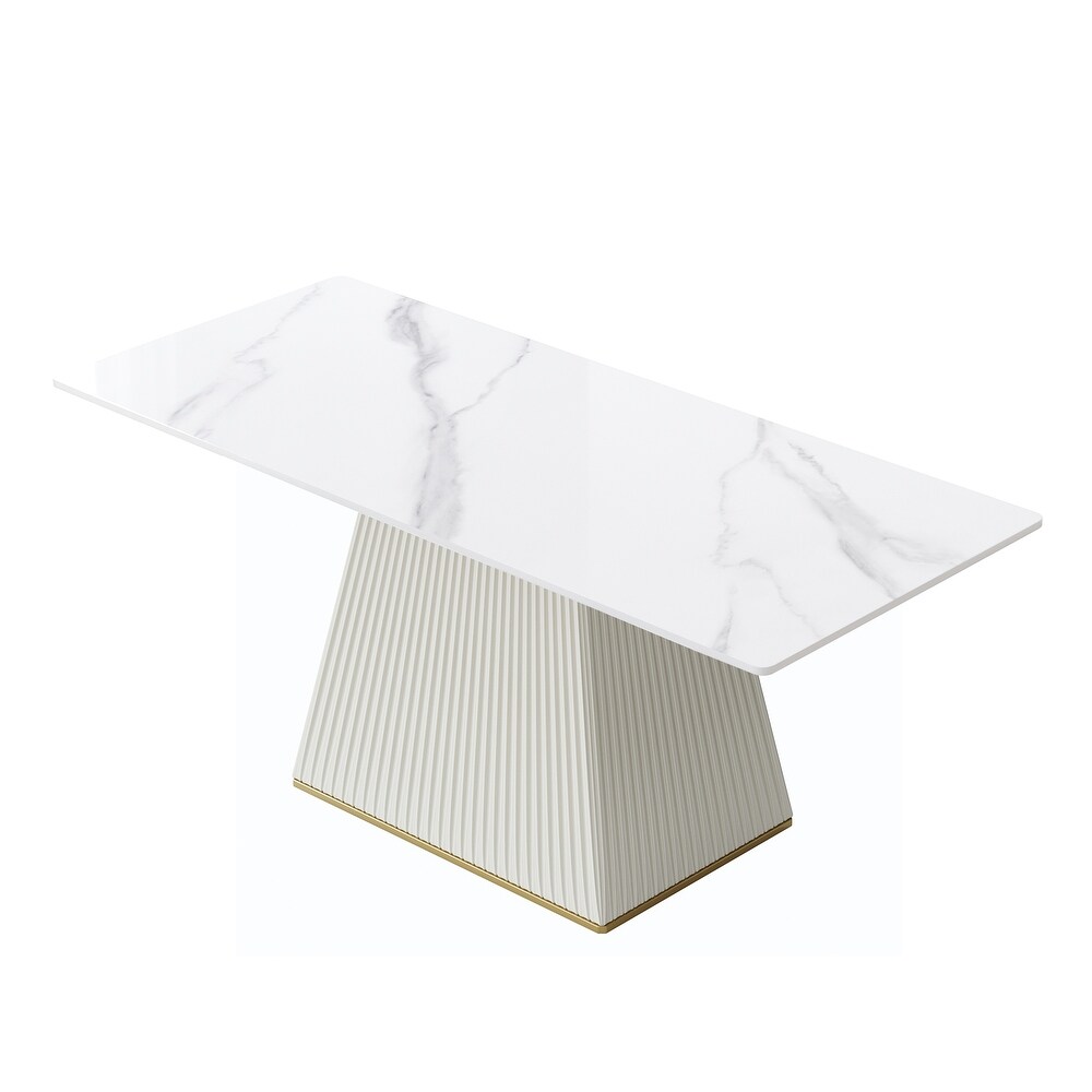 Elegant Faux Marble Dining Table Slate Panel Kitchen Table With Square Pedestal