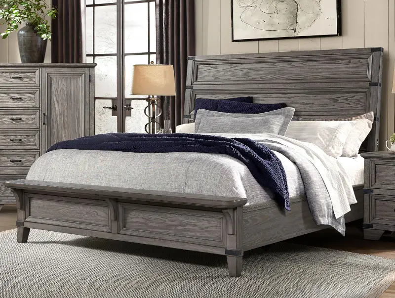 Forge Pewter Gray Queen Bed